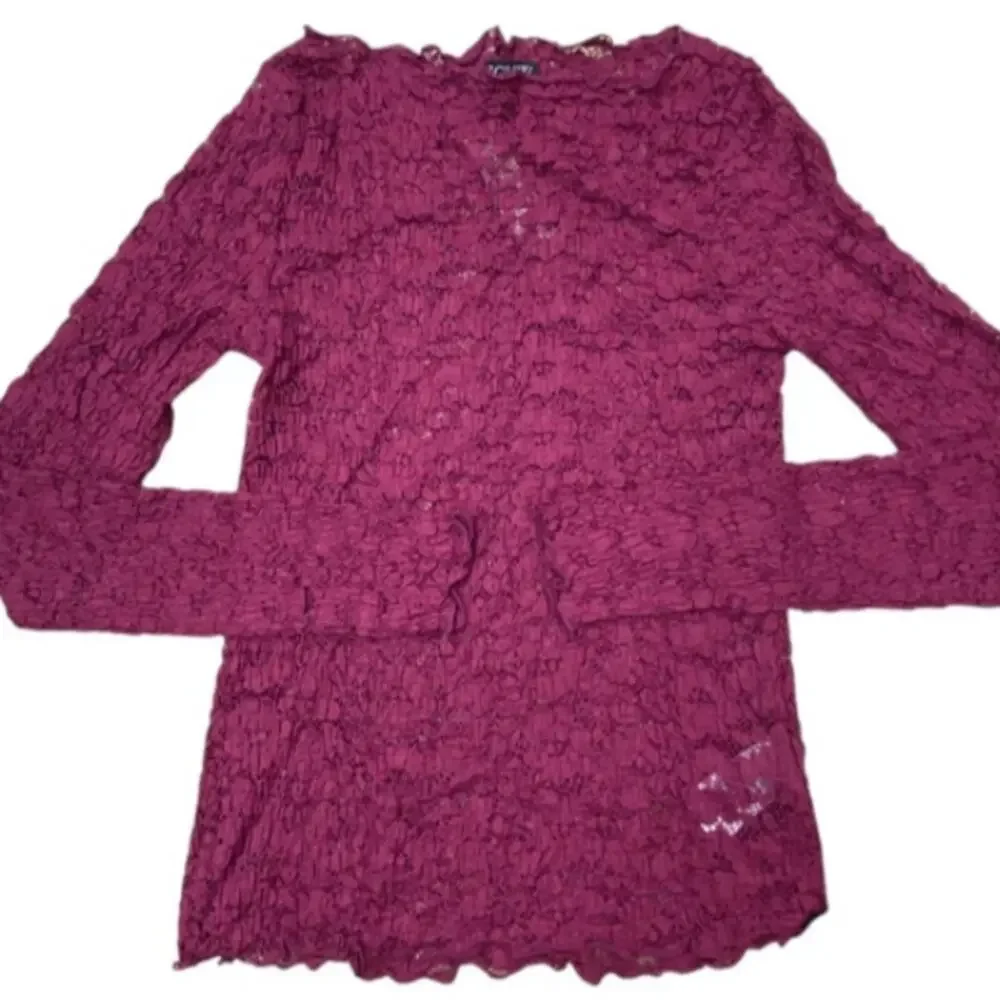J.Crew Lace boatneck top Vivid Mulberry Purple Party Holiday Sheer floral NWT M